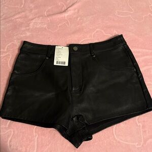 BDG High Waist Black Leather Shorts